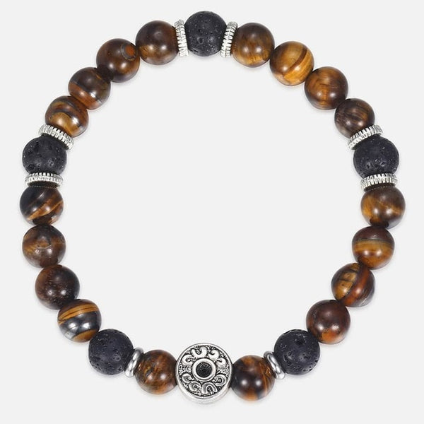 Unique Natural Tiger Eye Stone Men's Beaded Bracelet Stainless Steel Cuban Link Chain Bracelets Male Gifts Dropshipping 8" DLB68